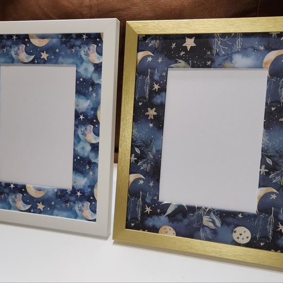 Dreamy Moon & Stars Photo Mat Set – 2-Piece Celestial-Themed Picture Frame Mats - Picture 1 of 16